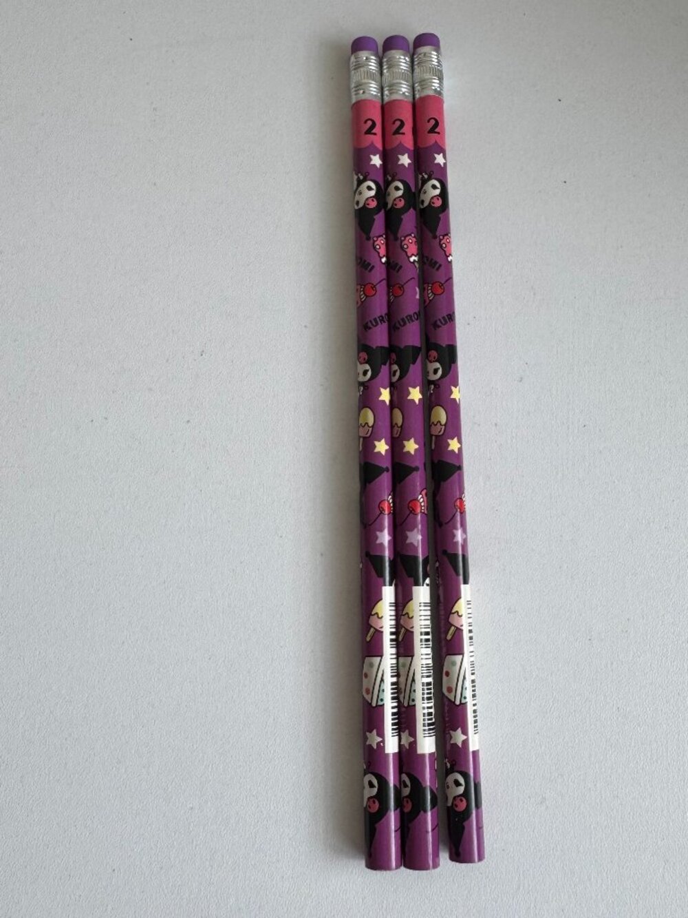 Sanrio Kuromi HB #2 Pencil Set of 3 Vintage 2012 Made in Taiwan Kawaii
